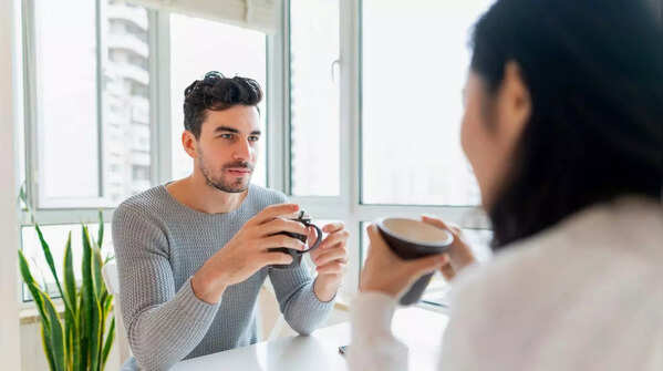 Confident man making eye contact.